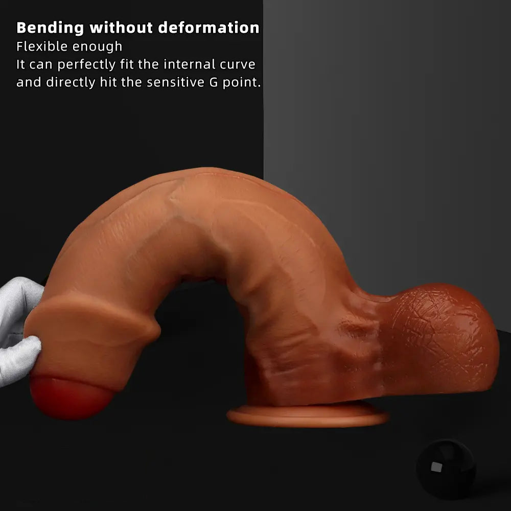 9.44in 11.02in 12.59in Liquid Silicone Foreskin Uncut Soft Penis Dildo