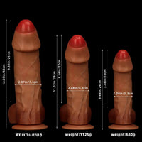 9.44in 11.02in 12.59in Liquid Silicone Foreskin Uncut Soft Penis Dildo