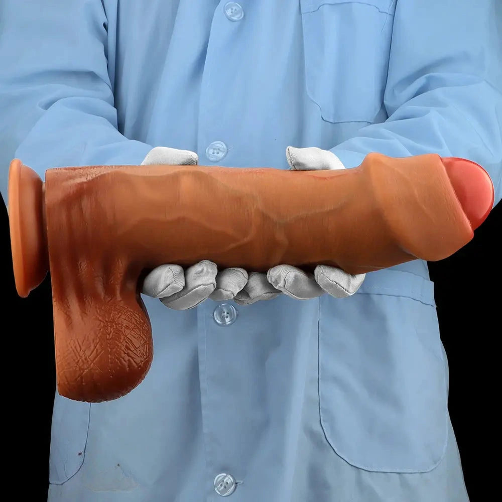 9.44in 11.02in 12.59in Liquid Silicone Foreskin Uncut Soft Penis Dildo