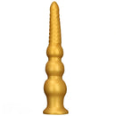 9.44in 13.38in Gold Silicone Pointed Thread Long Large Soft Dildo