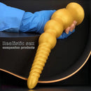 9.44in 13.38in Gold Silicone Pointed Thread Long Large Soft Dildo