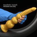 9.44in 13.38in Gold Silicone Pointed Thread Long Large Soft Dildo