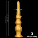 9.44in 13.38in Gold Silicone Pointed Thread Long Large Soft Dildo