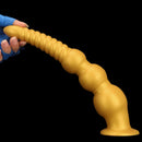 9.44in 13.38in Gold Silicone Pointed Thread Long Large Soft Dildo