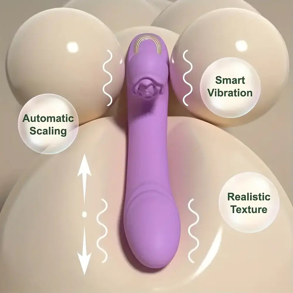 9.44in Big Vibrating Telescope Real Automatic Scaling Vaginal Dildo
