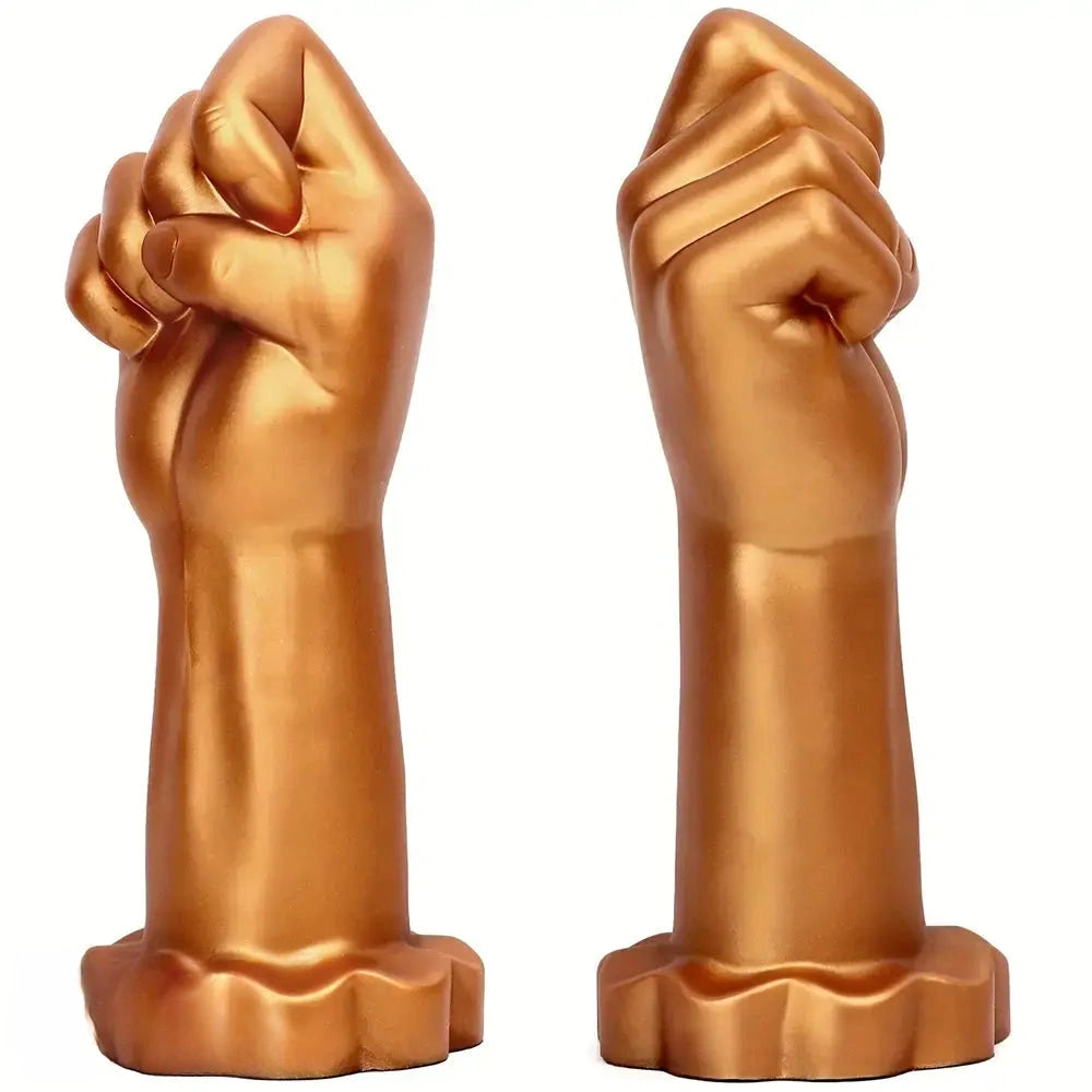 9.44in Golden Silicone Huge Thick Fist Hand Dildo For Gay Advanced Player