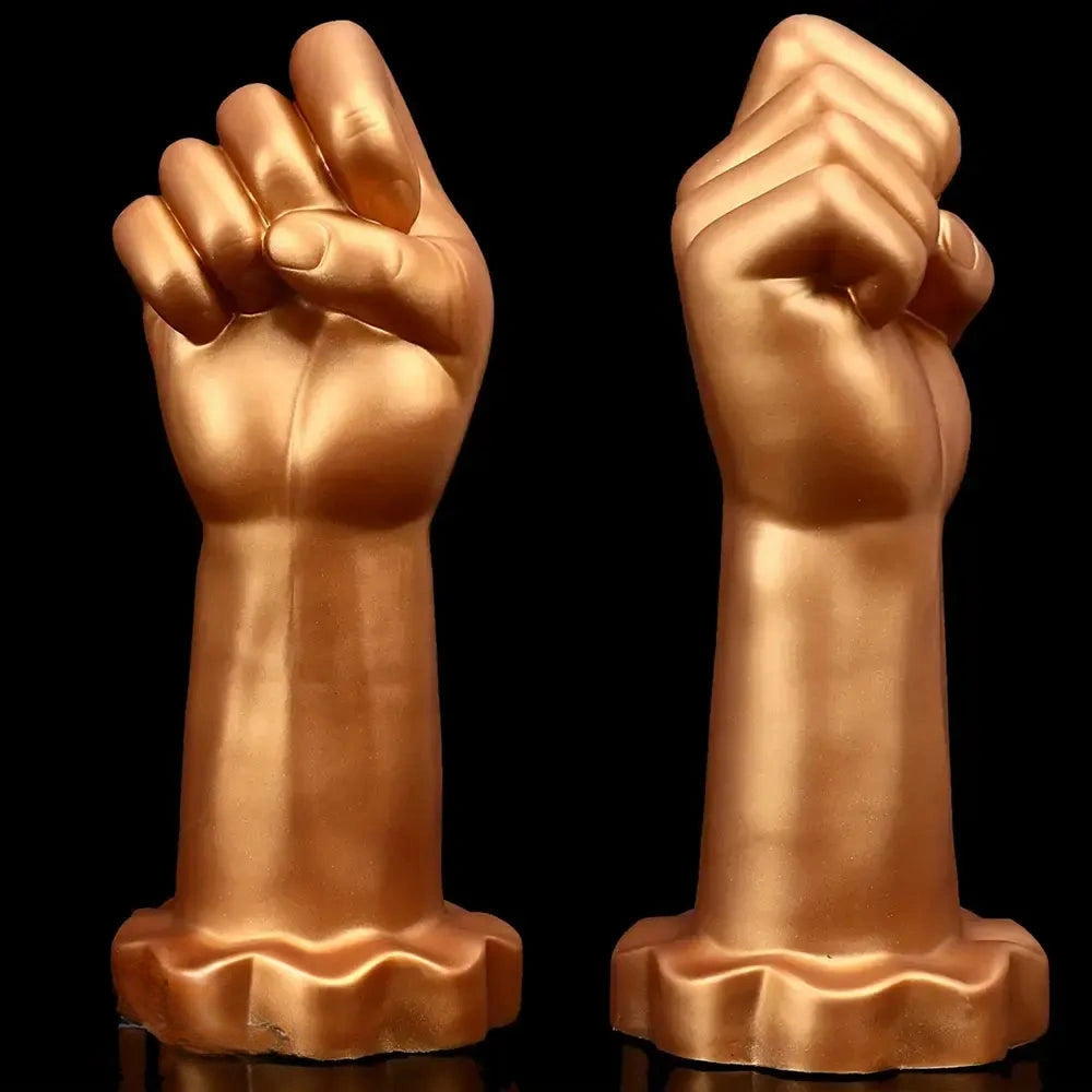 9.44in Golden Silicone Huge Thick Fist Hand Dildo For Gay Advanced Player