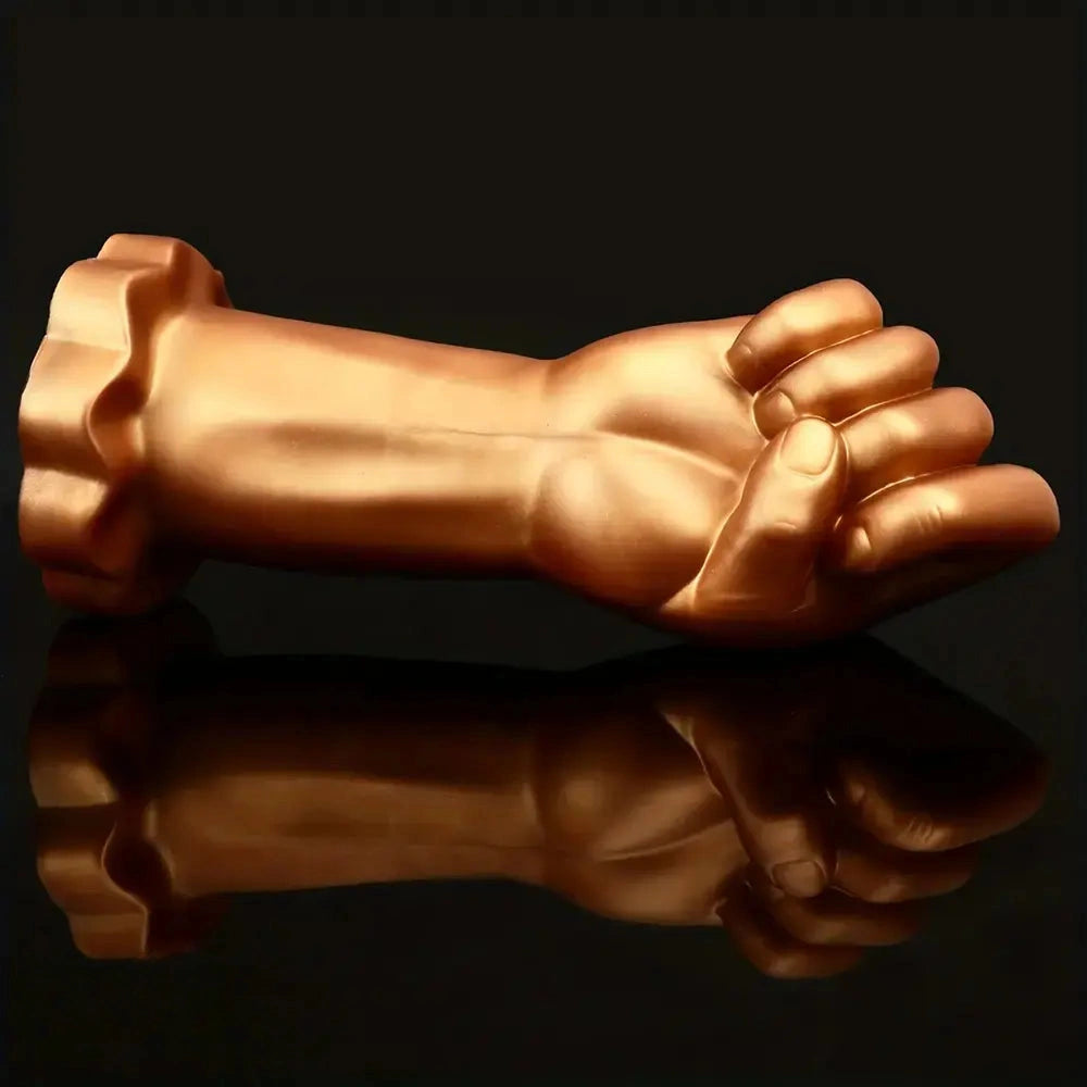 9.44in Golden Silicone Huge Thick Fist Hand Dildo For Gay Advanced Player
