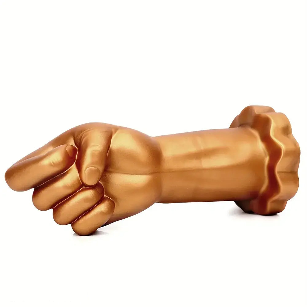 9.44in Golden Silicone Huge Thick Fist Hand Dildo For Gay Advanced Player
