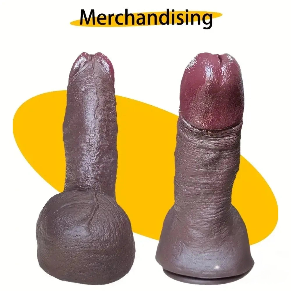 9.44in Lifelike Ebony Fat Silicone Large Soft Dildo With Suction Cup