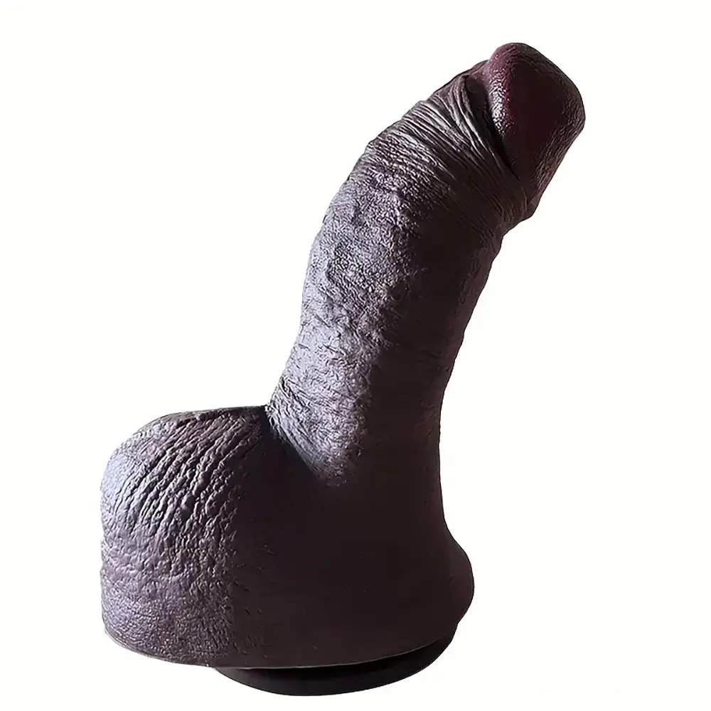 9.44in Lifelike Ebony Fat Silicone Large Soft Dildo With Suction Cup
