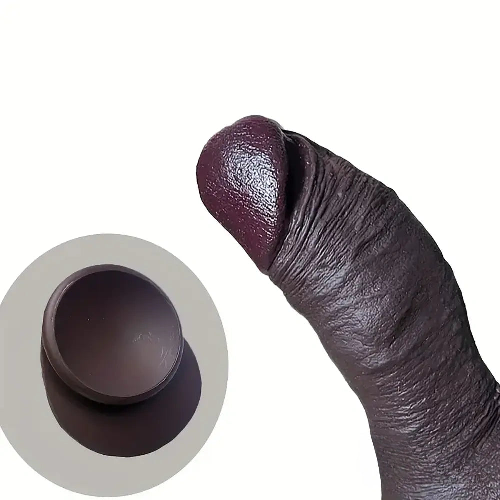 9.44in Lifelike Ebony Fat Silicone Large Soft Dildo With Suction Cup