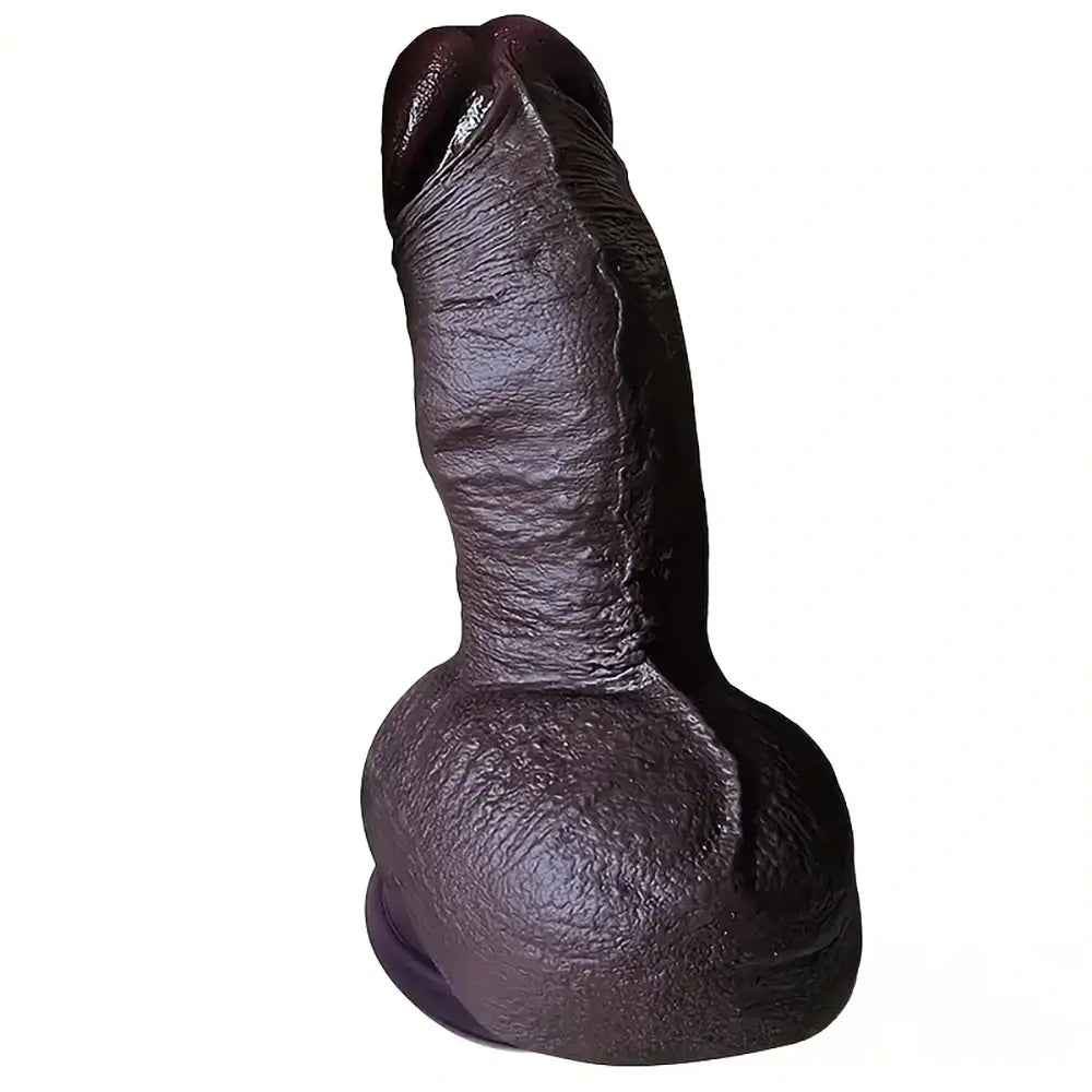 9.44in Lifelike Ebony Fat Silicone Large Soft Dildo With Suction Cup