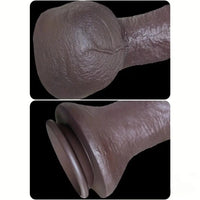 9.44in Lifelike Ebony Fat Silicone Large Soft Dildo With Suction Cup