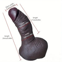 9.44in Lifelike Ebony Fat Silicone Large Soft Dildo With Suction Cup