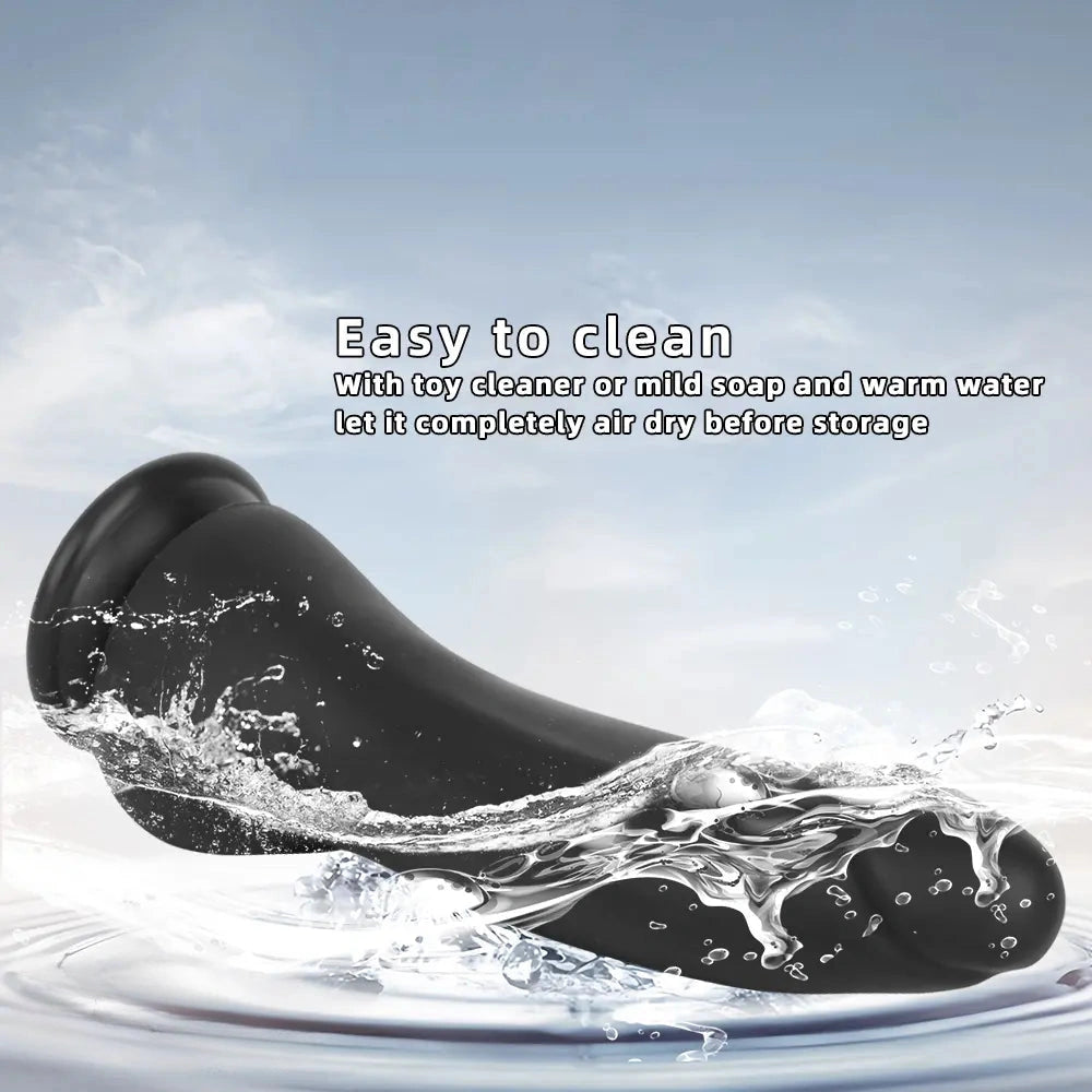 9.44in Manual Thick Upturned Silicone Soft Big Dildo For Anal Vaginal Sex