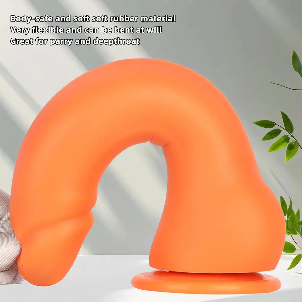 9.44in Manual Thick Upturned Silicone Soft Big Dildo For Anal Vaginal Sex