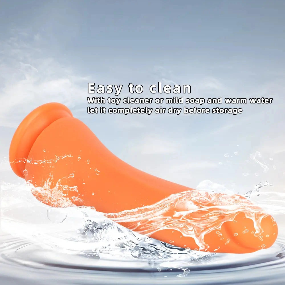 9.44in Manual Thick Upturned Silicone Soft Big Dildo For Anal Vaginal Sex