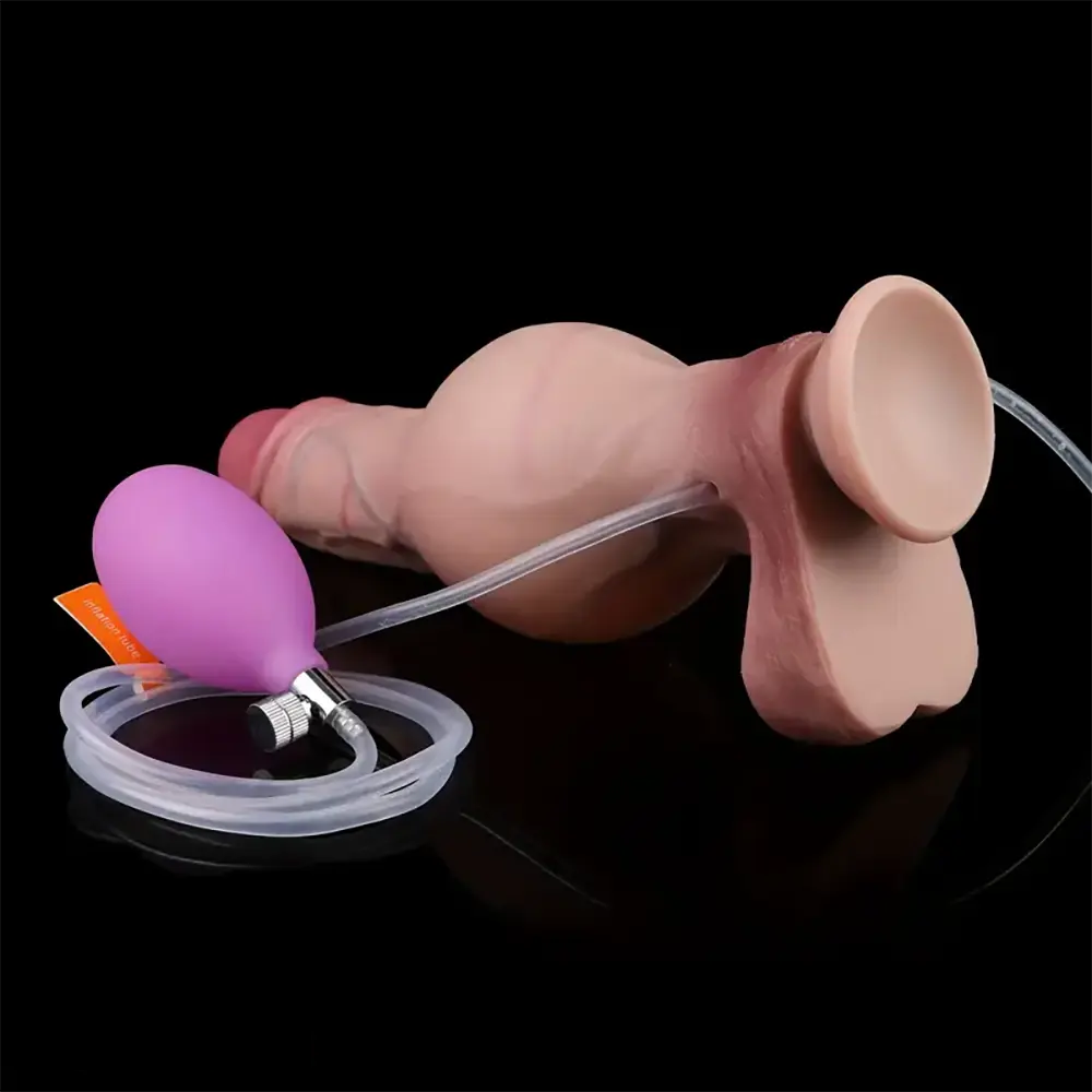 9.44in Realistic Dildo Inflatable Ejaculating Penis Huge Knot Massager