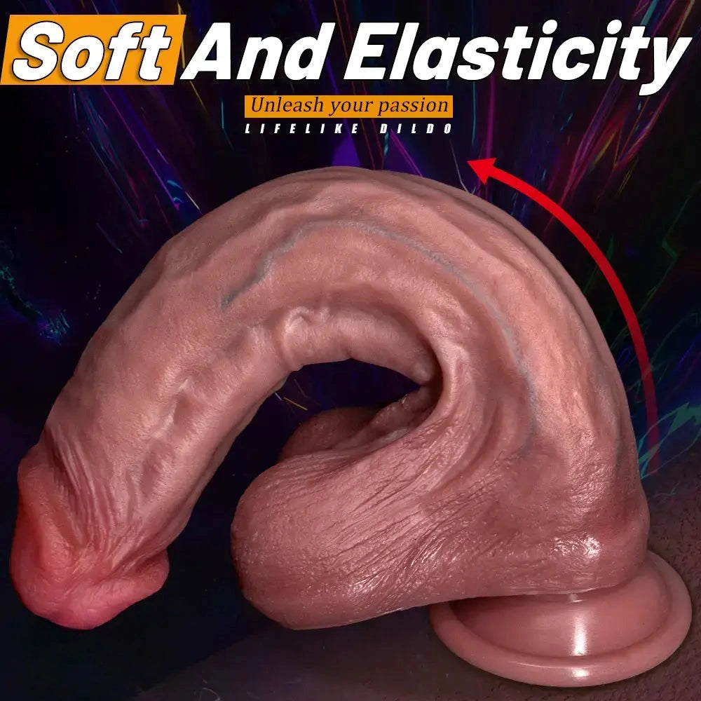 9.44in Realistic Silicone Big Strapon Dildo Soft Real Adult Male Female Toy