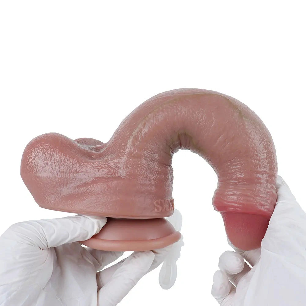 9.44in Realistic Uncut Ejaculating Soft Strap on Dildo Real Touch Sex Toy