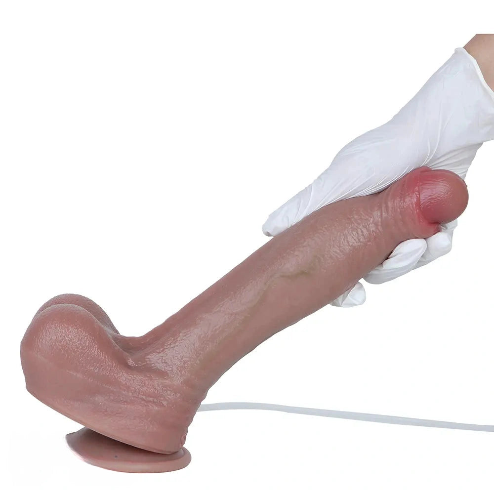 9.44in Realistic Uncut Ejaculating Soft Strap on Dildo Real Touch Sex Toy