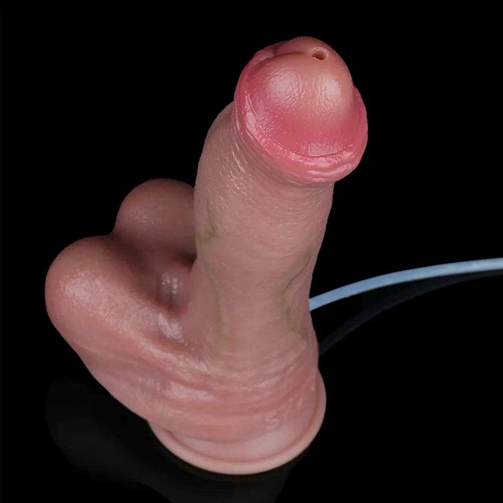 9.44in Realistic Uncut Ejaculating Soft Strap on Dildo Real Touch Sex Toy