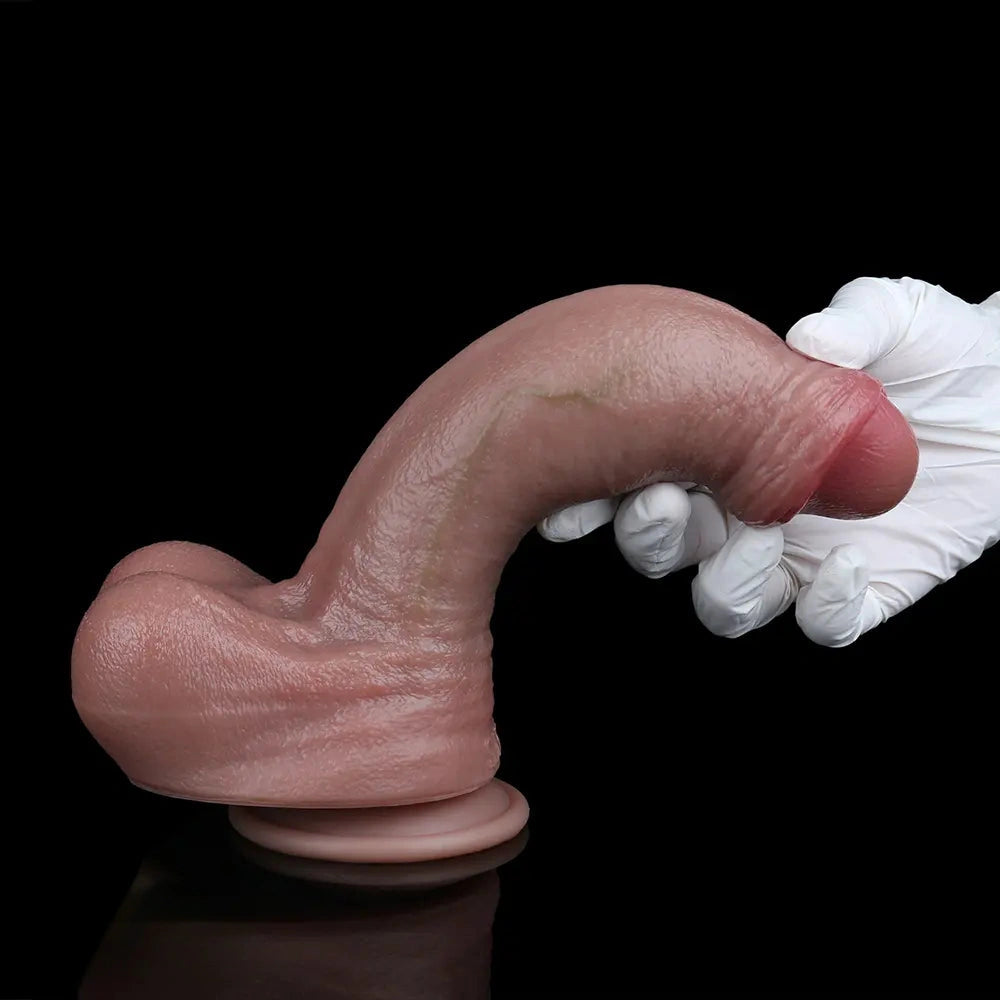9.44in Realistic Uncut Ejaculating Soft Strap on Dildo Real Touch Sex Toy