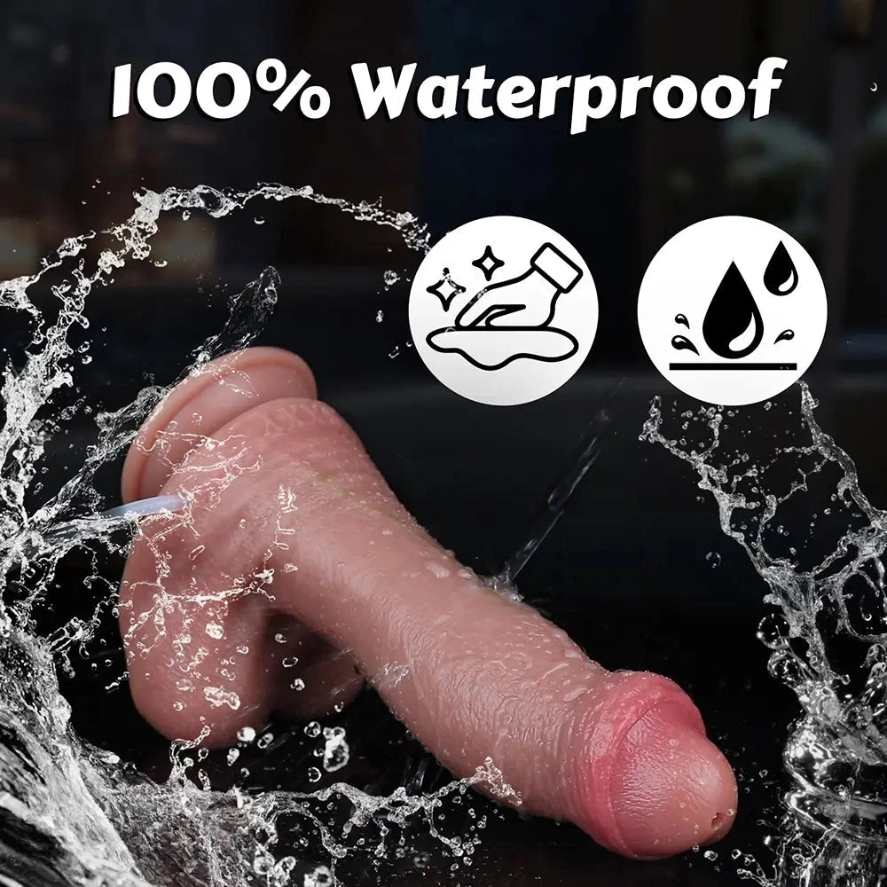 9.44in Realistic Uncut Ejaculating Soft Strap on Dildo Real Touch Sex Toy