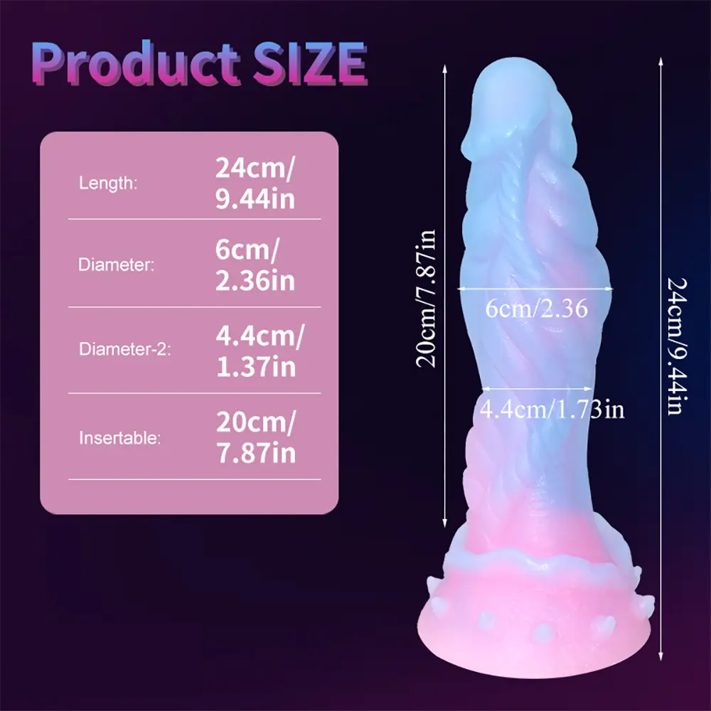 9.44in Silicone Soft Bg Luminous Dildo For Woman Man Anal Sex Toy