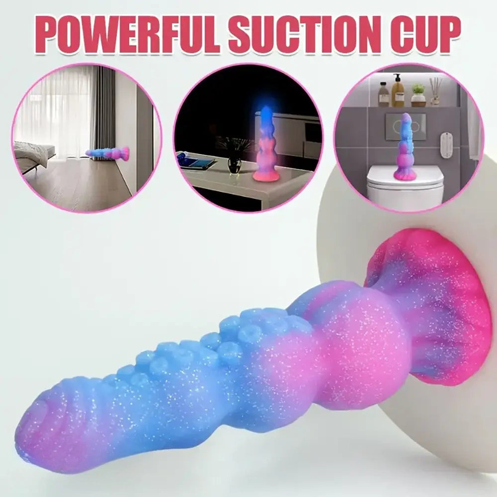 9.44in Starry Night Light Tentacle Anal Plug Liquid Silicone Large Dildo