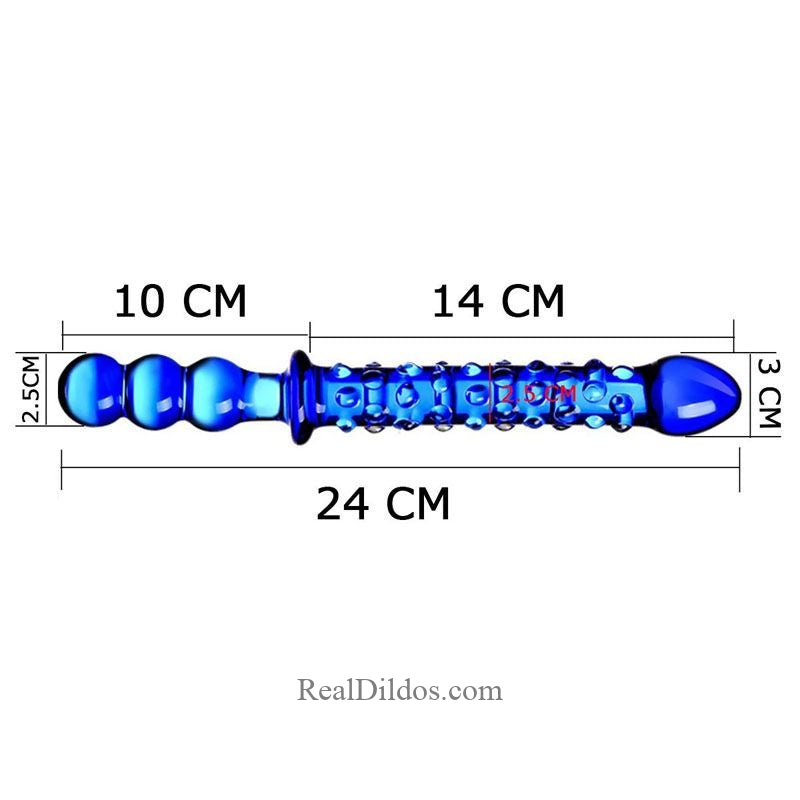 9.45″ Double Heads Premium Long Glass Dildo With Beads