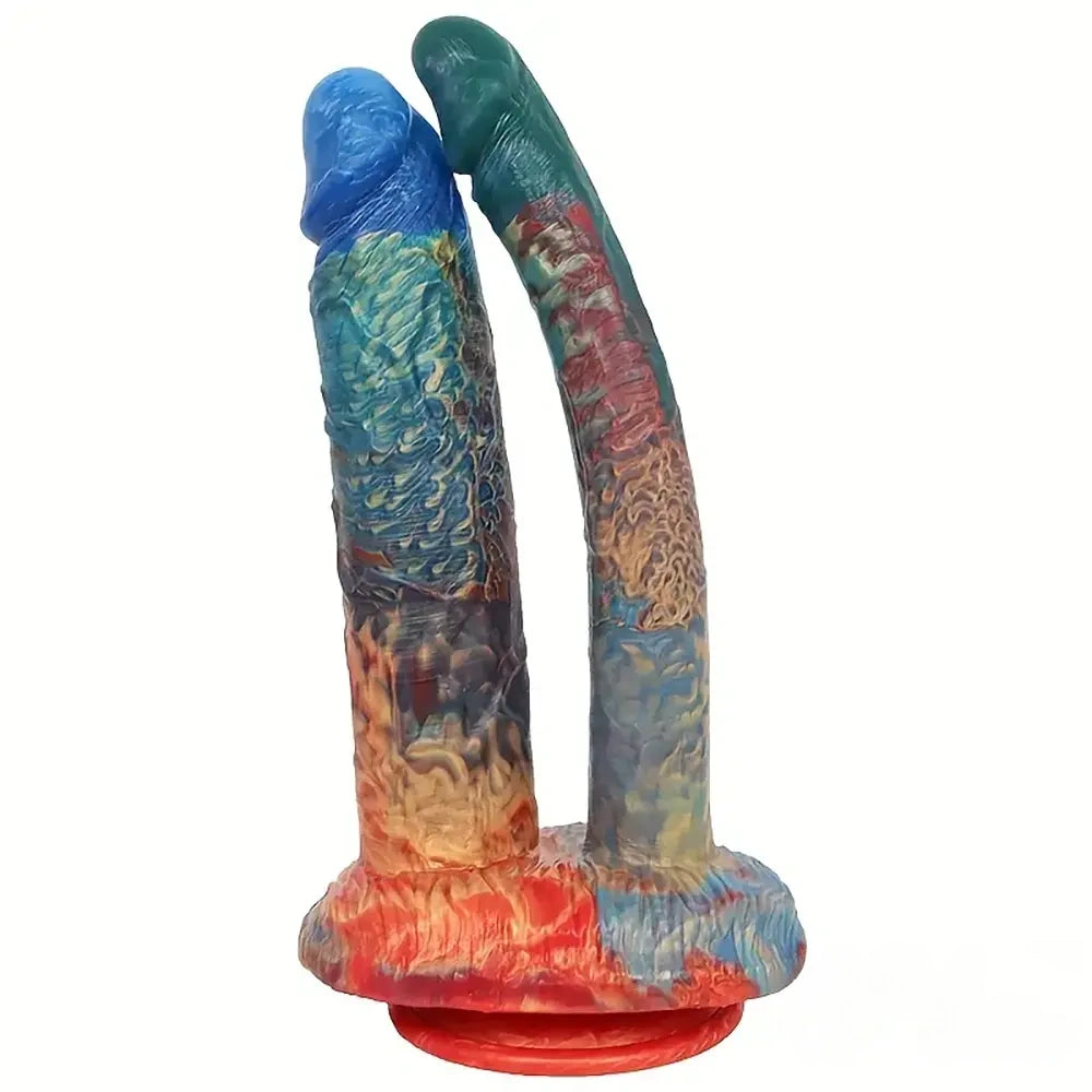 9.45in 10.63in Colorful Silicone Big U-shaped Double-headed Monster Dildo