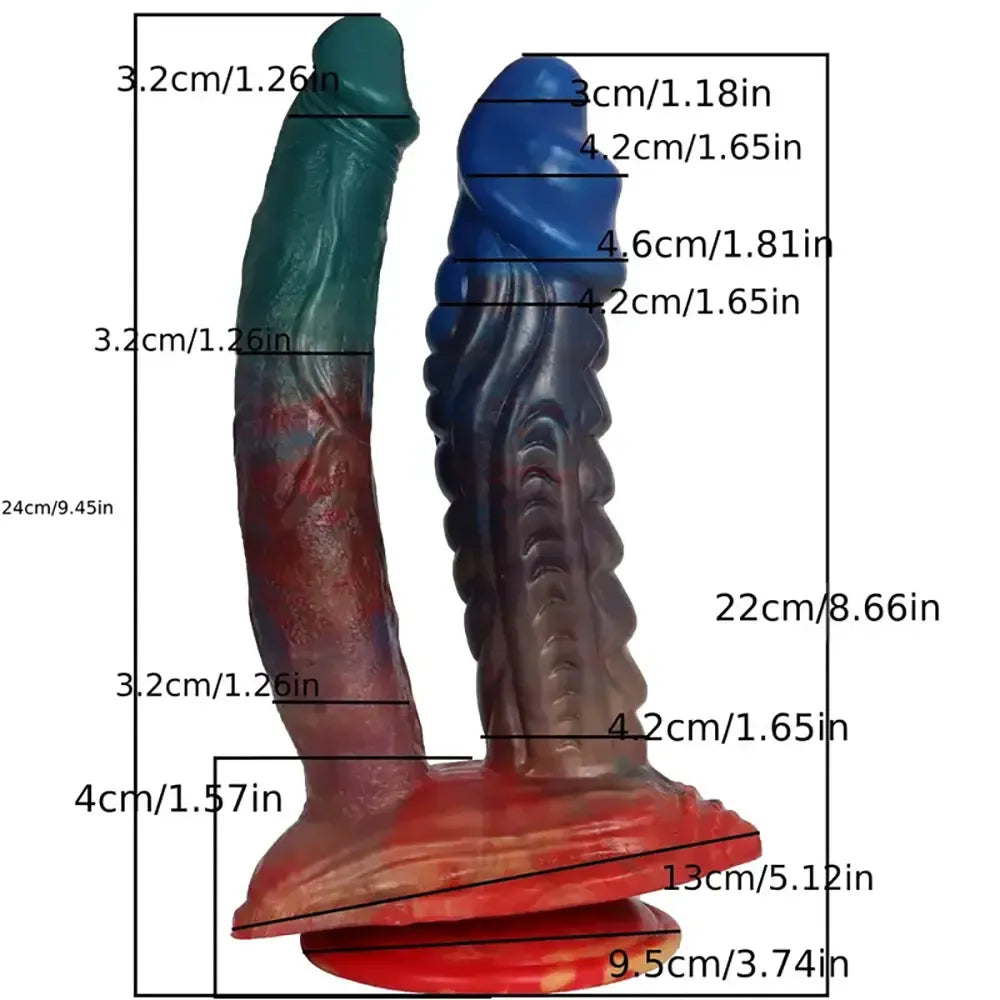 9.45in 10.63in Colorful Silicone Big U-shaped Double-headed Monster Dildo