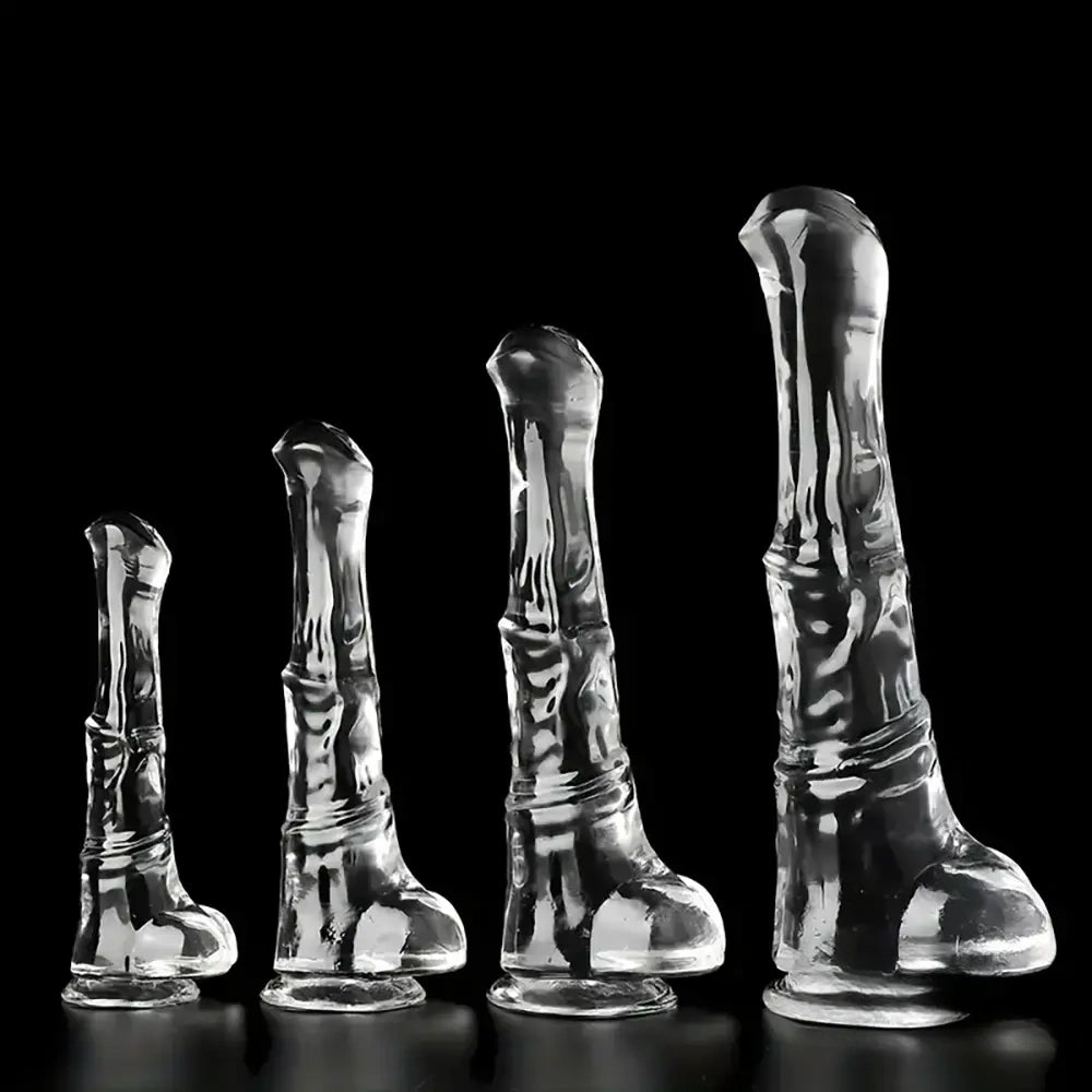 9.45in 11.42in 13.19in 15.75in Clear Large Horse Cock Dildo For G-Spot