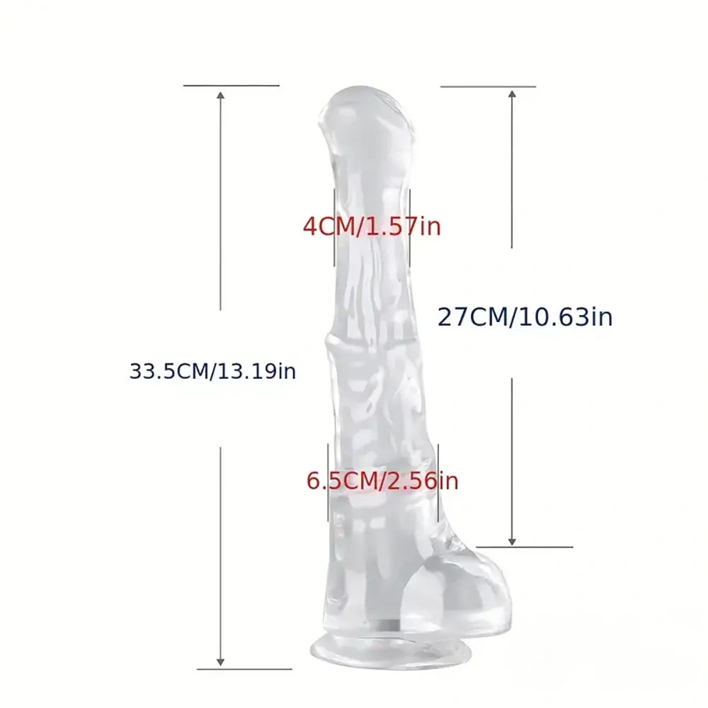9.45in 11.42in 13.19in 15.75in Clear Large Horse Cock Dildo For G-Spot