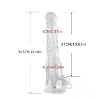 9.45in 11.42in 13.19in 15.75in Clear Large Horse Cock Dildo For G-Spot