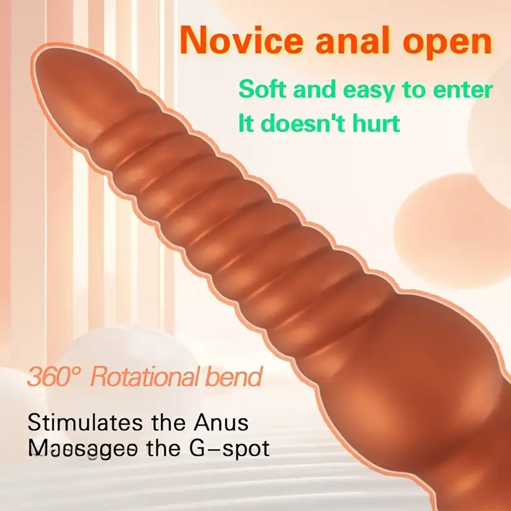 9.45in 11.4in 13.2in Big Silicone Soft Anal Plug Dildo With Anal Beads