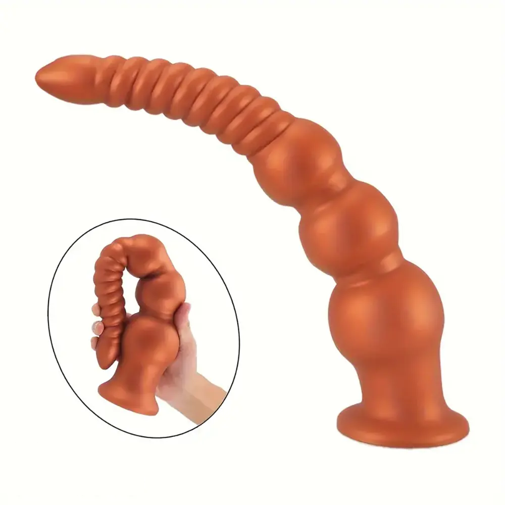 9.45in 11.4in 13.2in Big Silicone Soft Anal Plug Dildo With Anal Beads