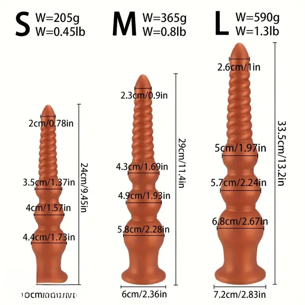 9.45in 11.4in 13.2in Big Silicone Soft Anal Plug Dildo With Anal Beads
