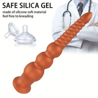 9.45in 11.4in 13.2in Big Silicone Soft Anal Plug Dildo With Anal Beads