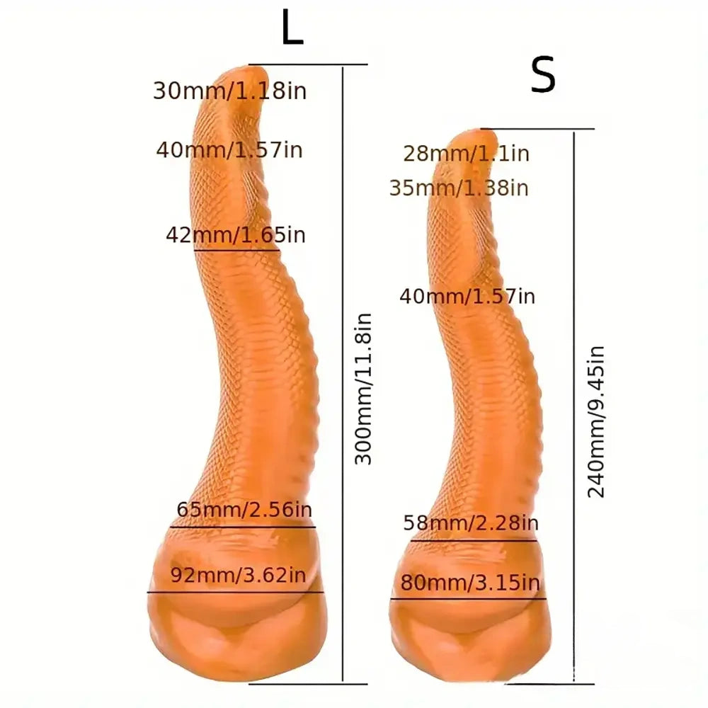 9.45in 11.8in Fantasy Animal Snake Cock Silicone Soft Dildo For Women