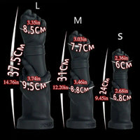 9.45in 12.2in 14.76in Huge Black Fist Hands Wide Anal Dildo Expander
