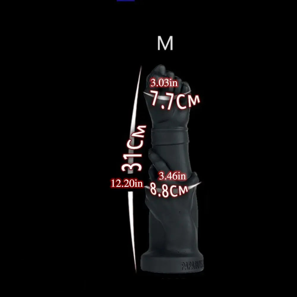 9.45in 12.2in 14.76in Huge Black Fist Hands Wide Anal Dildo Expander
