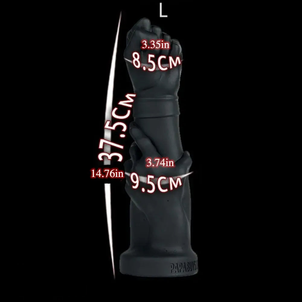 9.45in 12.2in 14.76in Huge Black Fist Hands Wide Anal Dildo Expander