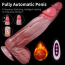 9.45in Big Real Silicone Heating Thrusting Vibrating Silicone Soft Dildo