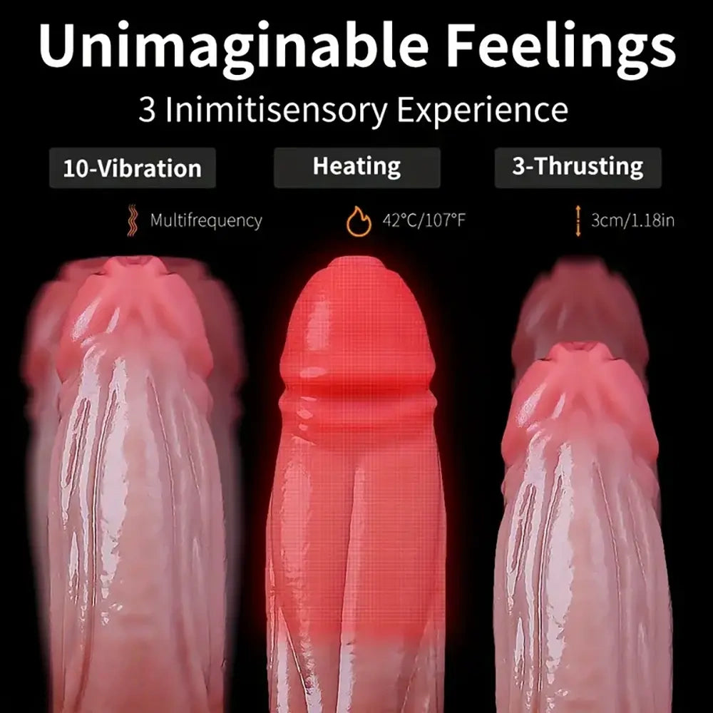 9.45in Big Real Silicone Heating Thrusting Vibrating Silicone Soft Dildo