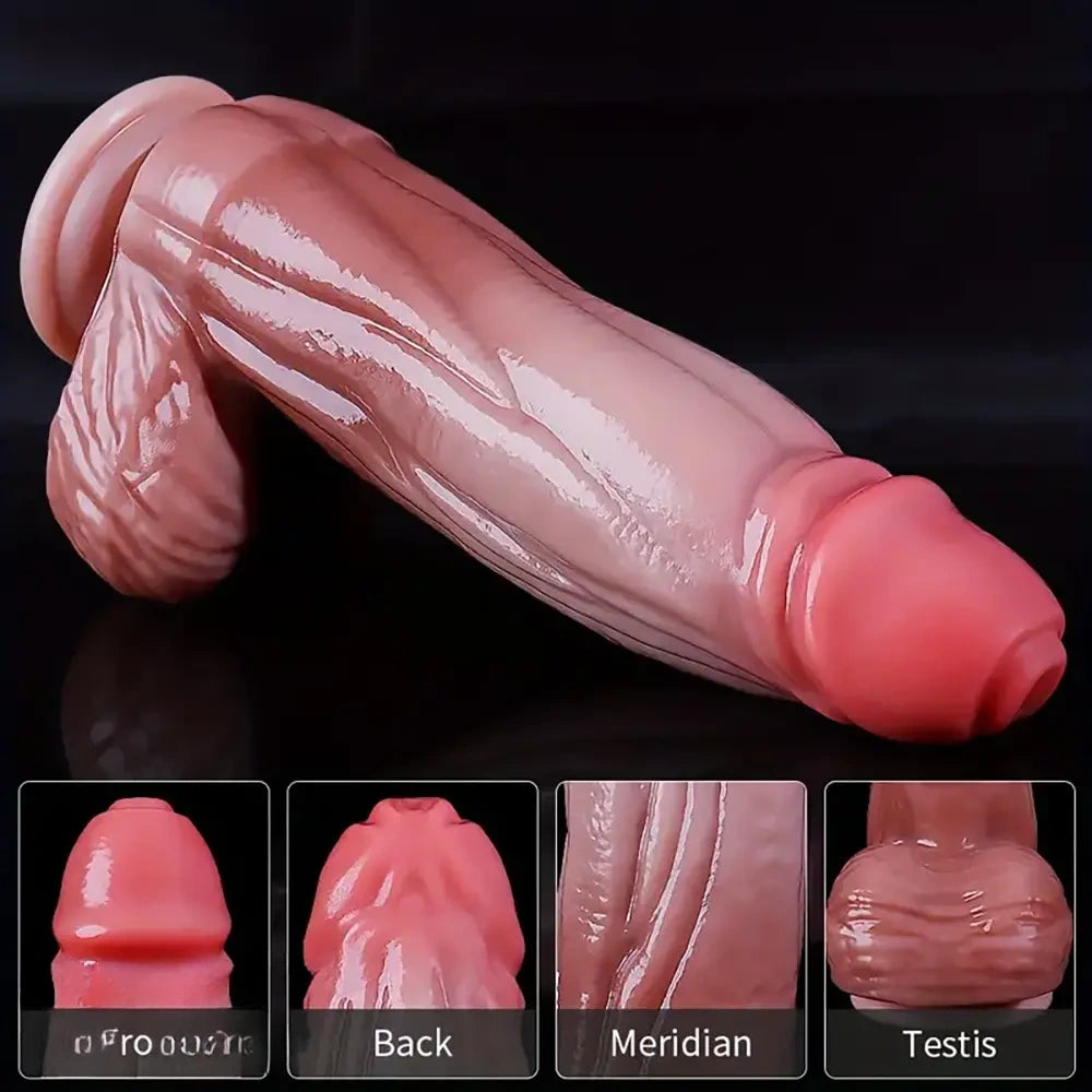 9.45in Big Real Silicone Heating Thrusting Vibrating Silicone Soft Dildo