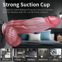 9.45in Big Real Silicone Heating Thrusting Vibrating Silicone Soft Dildo