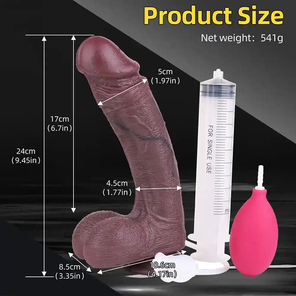 9.45in Dual Density Silicone Ejaculating Dildo Male Female Masturbator